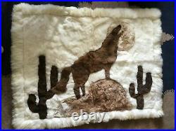 100% Alpaca Fur Rug Wolf Wall Hanging Handmade In Peru 64x50