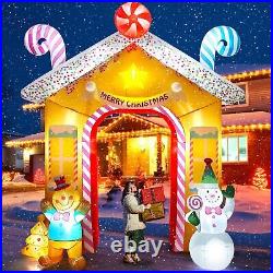 10FT Christmas Inflatables Arch for Outdoor Decoration Xmas Gingerbread Man Sno