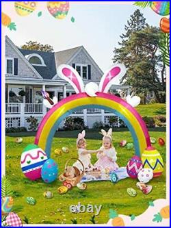 10FT Easter Inflatable Bunny Colorful Eggs Rainbow Archway Decorations with