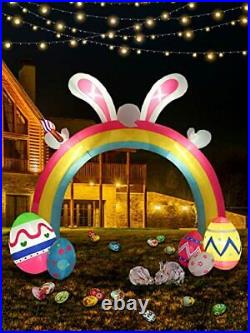10FT Easter Inflatable Bunny Colorful Eggs Rainbow Archway Decorations with