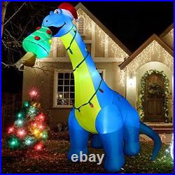 10Ft Christmas Inflatables Outdoor Decorations Blow up Dinosaur Christmas Tree