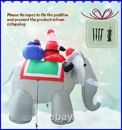 10.5 Ft Christmas Inflatable Huge Elephant with Santa Decoration Lighted Blowup