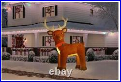 10.5 ft PreLit LED GiantSized Fuzzy Standing Reindeer Christmas Inflatable