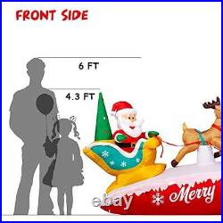 10 FT Wide Christmas Blowups Decoration Outdoor Lighted Santa Claus Deer