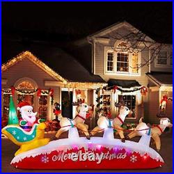 10 FT Wide Christmas Blowups Decoration Outdoor Lighted Santa Claus Deer