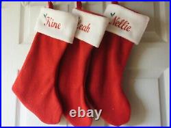 10 Personalized Christmas Stockings, Monogrammed Red Stocking, Custom Design
