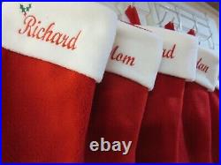 10 Personalized Christmas Stockings, Monogrammed Red Stocking, Custom Design