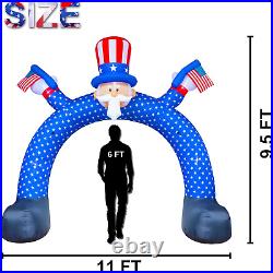 11FT 4Th of July Inflatable Decorations, Uncle Sam Archway Decor with Build-In Le