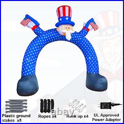 11FT 4Th of July Inflatable Decorations, Uncle Sam Archway Decor with Build-In Le