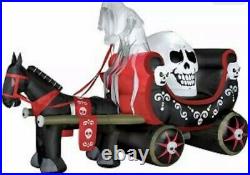 12FT GEMMY WHITE REAPER With CARRIAGE AIRBLOWN INFLATABLE LED ANIMATED YARD DECOR