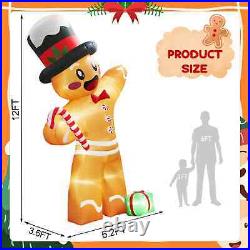 12FT Gingerbread Man Christmas Inflatables Christmas Blow up Yard Decorations