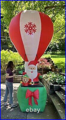 12' Gemmy Inflatable Christmas Santa & Elf in Hot Air Balloon