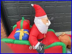 12ft Giant Blow Up Gemmy Inflatable Santa on Sleigh with 3 Reindeer