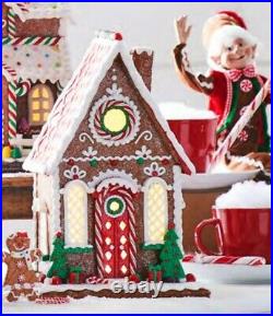13.25 GINGERBREAD LIGHTED HOUSE Candy Peppermint FUN Christmas RAZ 4116356 NEW