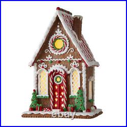 13.25 GINGERBREAD LIGHTED HOUSE Candy Peppermint FUN Christmas RAZ 4116356 NEW
