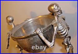 15 Metal Skeleton Candy Bowl Halloween Large Sculpture