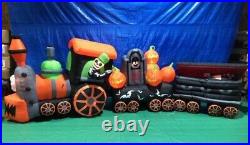 17 1/2' Gemmy Airblown Inflatable Halloween Train with Ghost & Vampire In Coffin