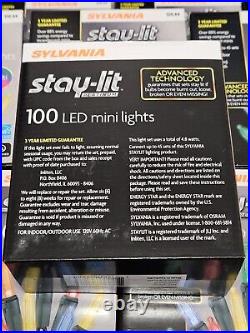 18 Sylvania Stay-Lit Platinum 100 LED Mini Lights Multi Indoor / Outdoor New