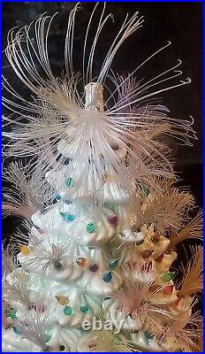 1976 HUGE 32 Atlantic Mold White Ceramic Lighted Fiber Optic Christmas Tree