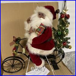 19Rare Valerie Parr Hill Santa Claus African American Bike Light Christmas Tree