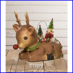 19 Bethany Lowe Rudy Rudolph Red Reindeer Bucket Retro Vntg Christmas Decor