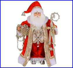 19 Karen Didion Christmas Red Gold Jeweled Santa Doll Figure Christmas Decor