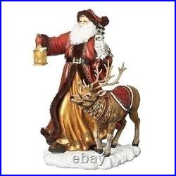 19 Large Red Santa & Deer Figurine by Roman Inc. Christmas Must-Have