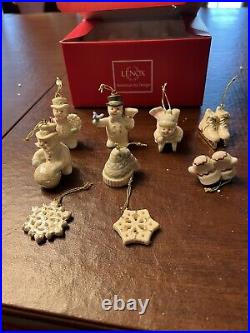 19 Total Lenox Mini Christmas Memories Mini 10-Piece Ornament Set + 9 Snow Pals