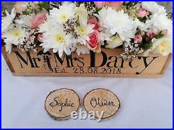 1/10/50 Personalized Woodland Rustic Barn Wedding Name Place Cards Wooden Logs