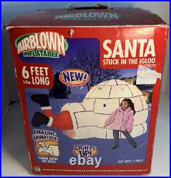 2006 Gemmy Christmas Airblown Santa Stuck In Igloo Lights Up Legs Move Retired