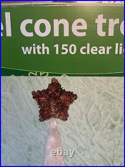 2006 Merry Brute 6ft Tinsel Cone Tree With 150 Clear Lights Brand New