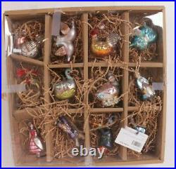 2021 Pottery Barn 12 Days of Christmas ornament set, vintage glass, in box