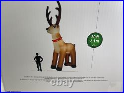 20 Ft Foot Inflatable Reindeer Christmas Holiday Outdoor Decoration Gemmy 20