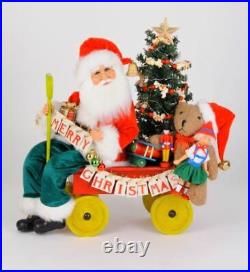 20 Karen Didion Light Up Merry Christmas Wagon Santa Fig Doll Christmas Decor