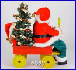20 Karen Didion Light Up Merry Christmas Wagon Santa Fig Doll Christmas Decor