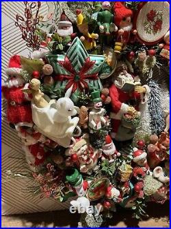 21 Vintage Ornament Kitsch Wreath Christmas Holiday Wood Santa Deer Angels