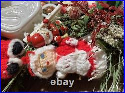 21 Vintage Ornament Kitsch Wreath Christmas Holiday Wood Santa Deer Angels