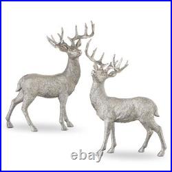 21 x 17 SILVER STANDING DEER WITH ANTLERS CHRISTMAS NEW RAZ 3501606