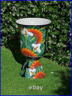 22 Tall Sunflower Lilly Pot, Talavera Ceramic Planter, Handmade Pottery