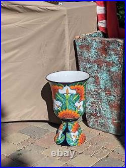 22 Tall Sunflower Lilly Pot, Talavera Ceramic Planter, Handmade Pottery