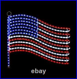 24 Inch Red Cool White and Blue LED Rope Light USA Flag Motif Lighted Silhouet