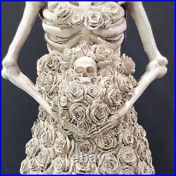 24 XL Day of the Dead Skeleton Bride withAll Skulls & Roses Dress Statue Figurine