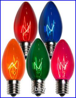 25 C9 Multi-Color Transparent Replacement Christmas Light Bulbs Holiday Wedding