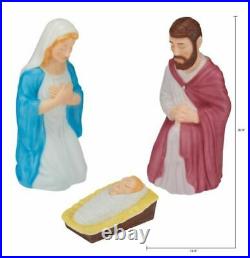 28 Lighted Blow Mold 3 Piece Nativity Holy Family Set Christmas Brand New
