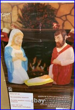 28 Lighted Blow Mold 3 Piece Nativity Holy Family Set Christmas Brand New