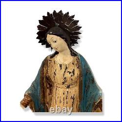 $298 Cody Foster & Co Blue Rustic Madonna Christmas Paper Mache Doll Figurine
