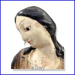$298 Cody Foster & Co Blue Rustic Madonna Christmas Paper Mache Doll Figurine
