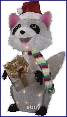 29 Inch Lighted Raccoon Sculpture Decoration Pre Lit Display Outdoor Christmas