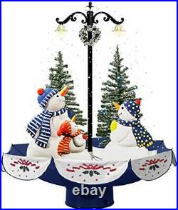 29 Musical Tree with Red Base and Snow Snow Family With Blue Umbrella Base