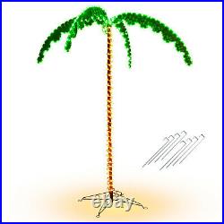 2PCS 4.5 FT & 5.5 FT Tropical LED Rope Light Palm Trees Pre-Lit Artificial Decor